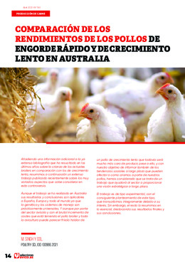 Selecciones Avícolas - Comparacion de los rendimientos de los pollos de  engorde rapido y de crecimiento lento en Australia
